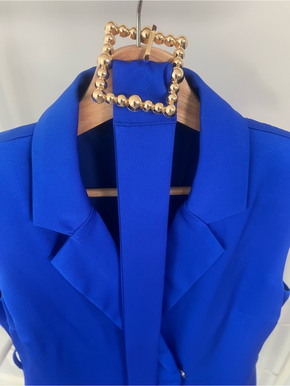 Sleeveless Vest & Wide-Leg Pant Suit in Cobalt Blue -